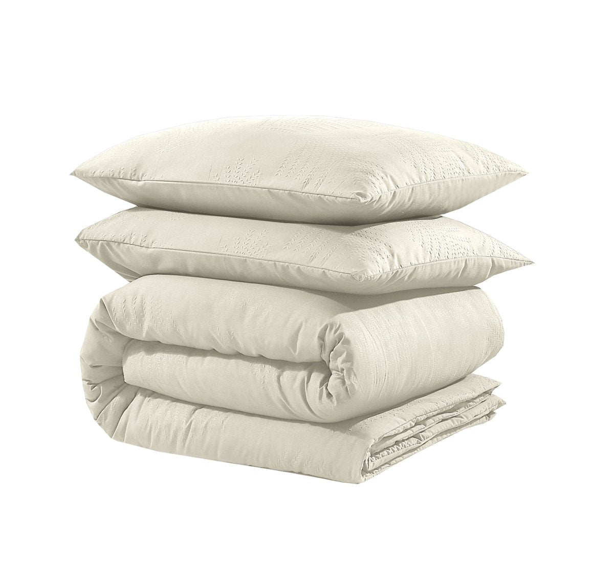 Micropercale Duvet Cover Set Leaves 3D | Cream | Double - 200cm (W) x 200/220cm (L) - The Bedding & Blankets Store