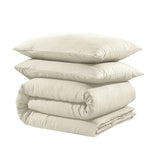 Micropercale Duvet Cover Set Leaves 3D | Cream | Double - 200cm (W) x 200/220cm (L) - The Bedding & Blankets Store