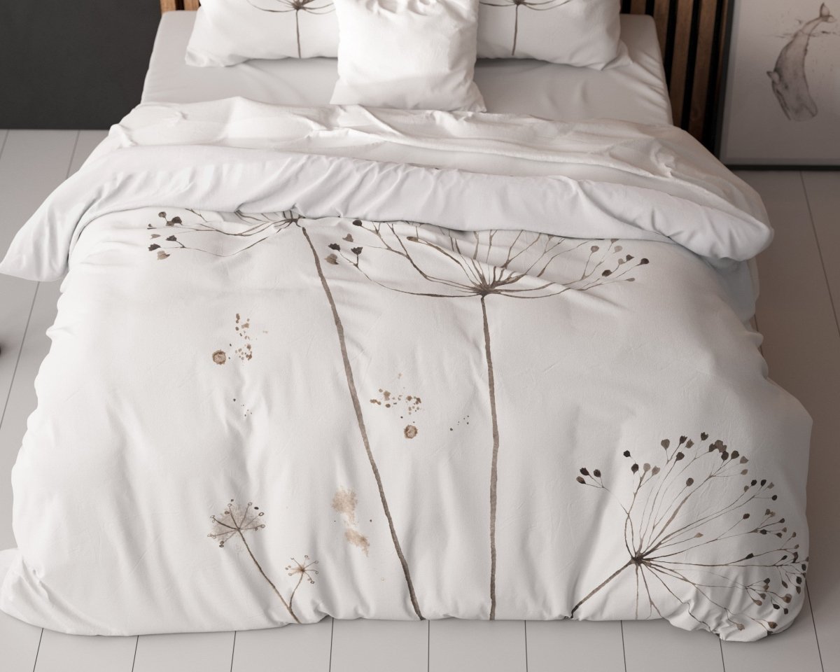 Micropercale Duvet Cover Set Light Spring | White | Double - 200cm (W) x 200/220cm (L) - The Bedding & Blankets Store
