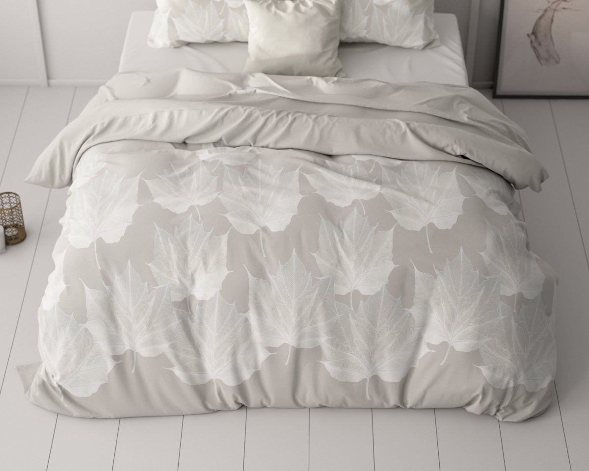 Micropercale Duvet Cover Set Lisa | Grey | Double - 200cm (W) x 220cm (L) - The Bedding & Blankets Store