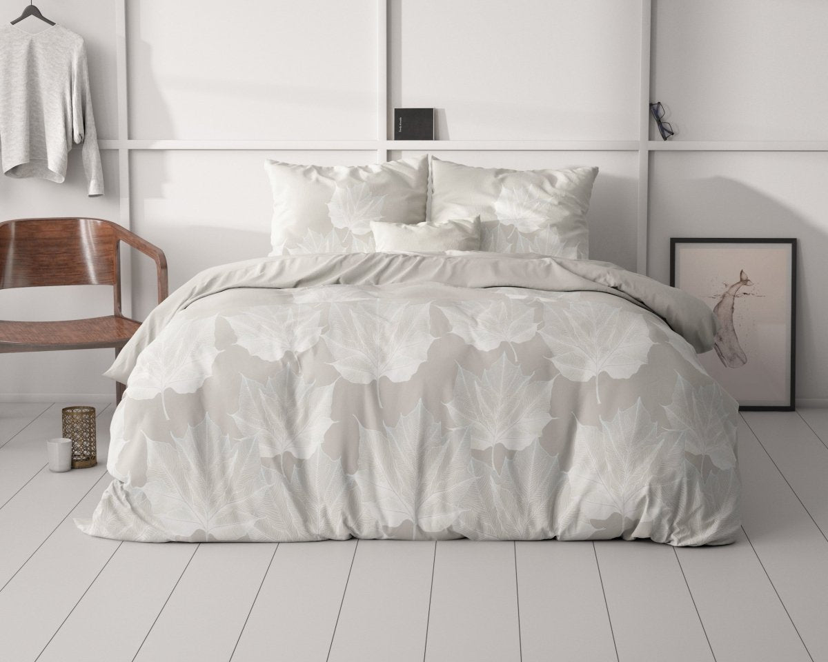 Micropercale Duvet Cover Set Lisa | Grey | Double - 200cm (W) x 220cm (L) - The Bedding & Blankets Store
