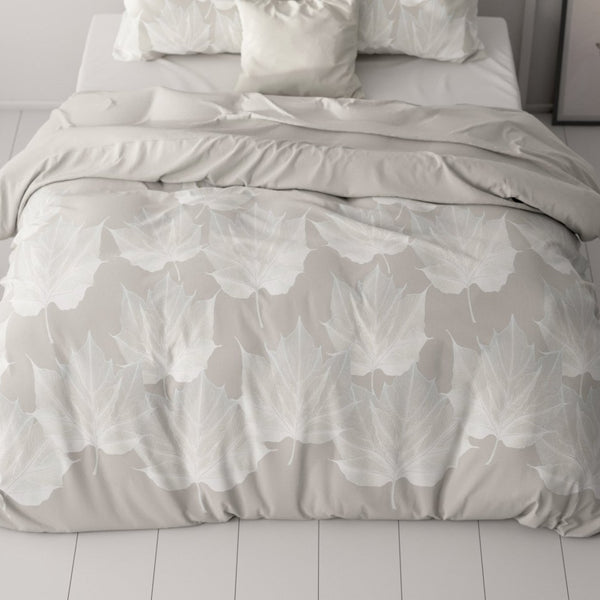 Micropercale Duvet Cover Set Lisa | Grey | Double - 200cm (W) x 220cm (L) - The Bedding & Blankets Store