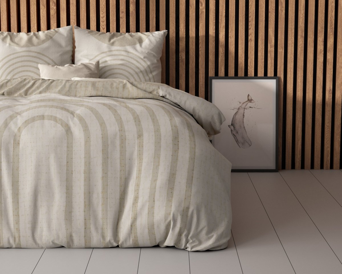 Micropercale Duvet Cover Set Lobna | Beige | King Long - 240cm (W) x 220cm (L) - The Bedding & Blankets Store