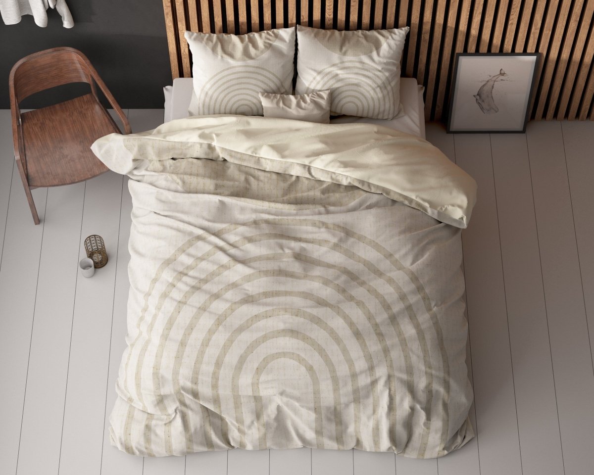 Micropercale Duvet Cover Set Lobna | Beige | King Long - 240cm (W) x 220cm (L) - The Bedding & Blankets Store