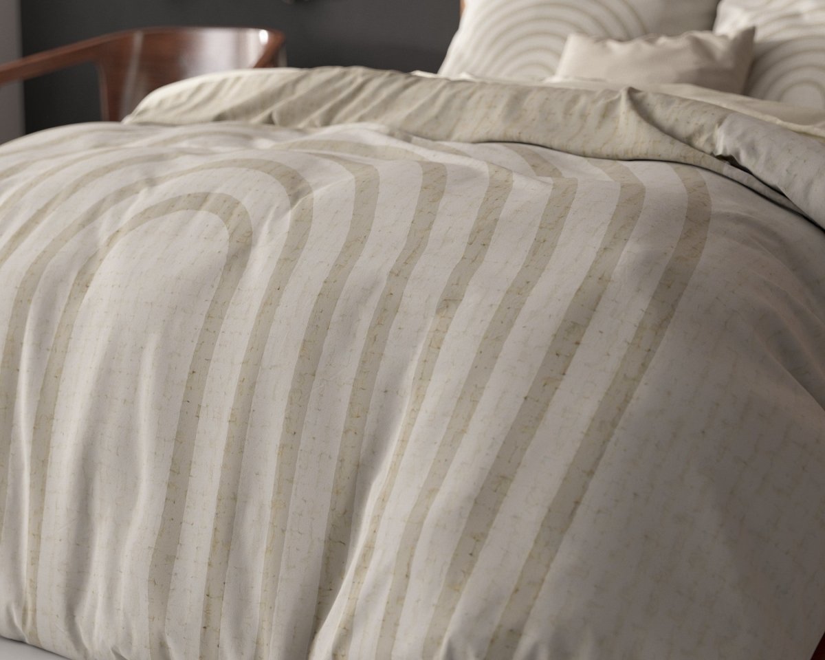 Micropercale Duvet Cover Set Lobna | Beige | King Long - 240cm (W) x 220cm (L) - The Bedding & Blankets Store