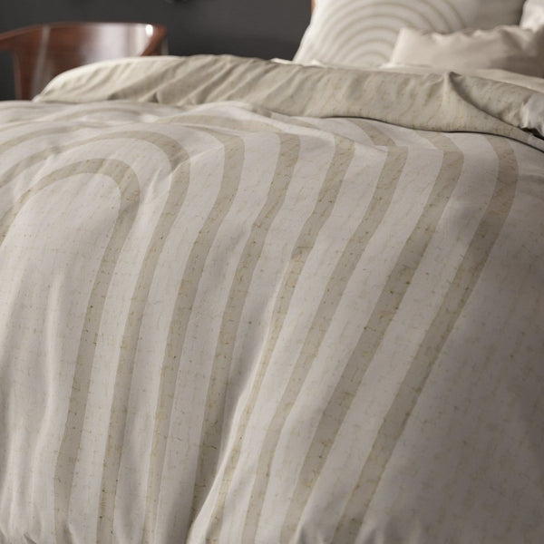Micropercale Duvet Cover Set Lobna | Beige | King Long - 240cm (W) x 220cm (L) - The Bedding & Blankets Store