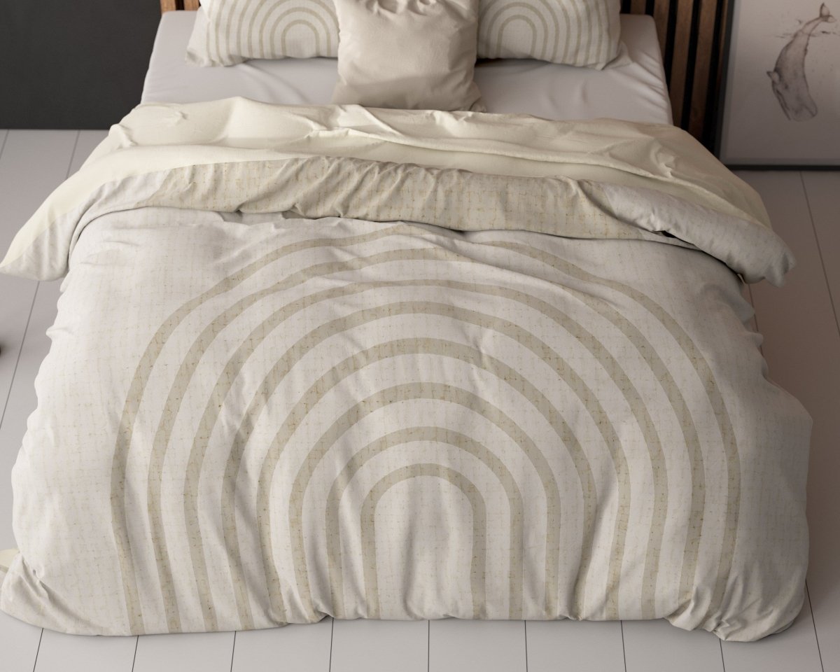 Micropercale Duvet Cover Set Lobna | Beige | King Long - 240cm (W) x 220cm (L) - The Bedding & Blankets Store