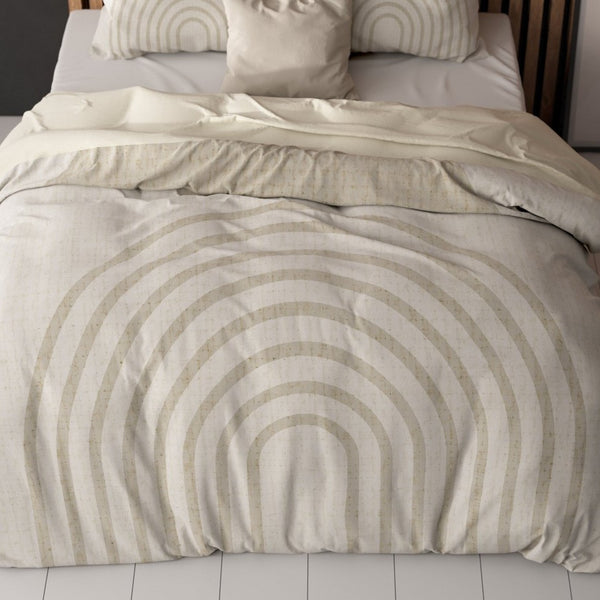 Micropercale Duvet Cover Set Lobna | Beige | King Long - 240cm (W) x 220cm (L) - The Bedding & Blankets Store