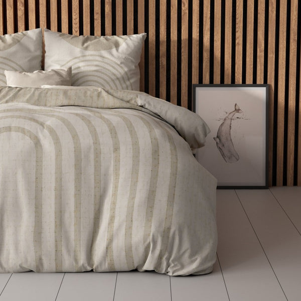 Micropercale Duvet Cover Set Lobna | Beige | King Long - 240cm (W) x 220cm (L) - The Bedding & Blankets Store