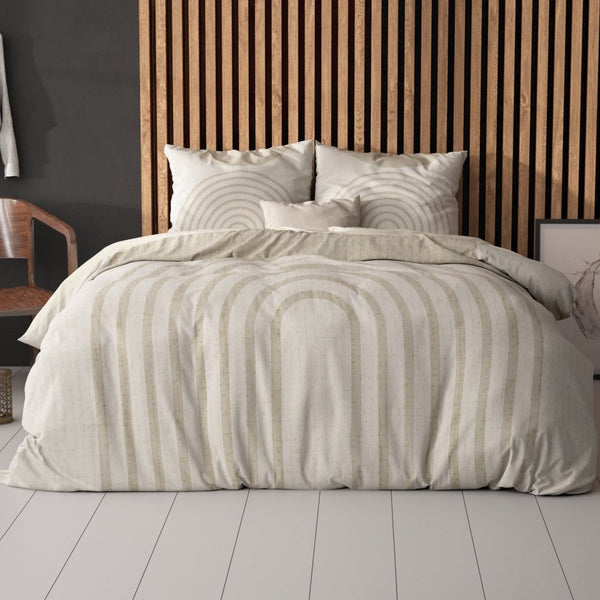 Micropercale Duvet Cover Set Lobna | Beige | King Long - 240cm (W) x 220cm (L) - The Bedding & Blankets Store
