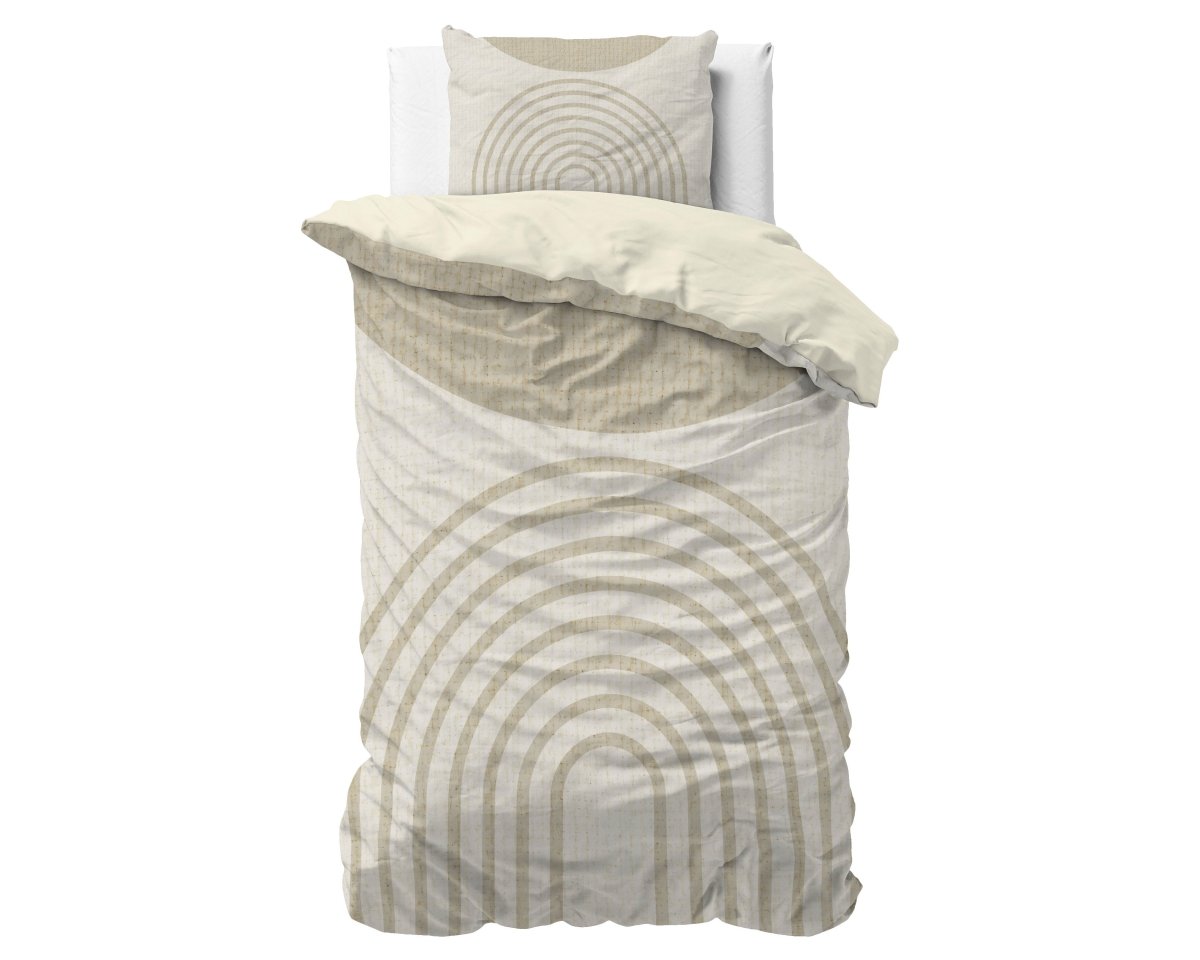 Micropercale Duvet Cover Set Lobna | Beige | King Long - 240cm (W) x 220cm (L) - The Bedding & Blankets Store