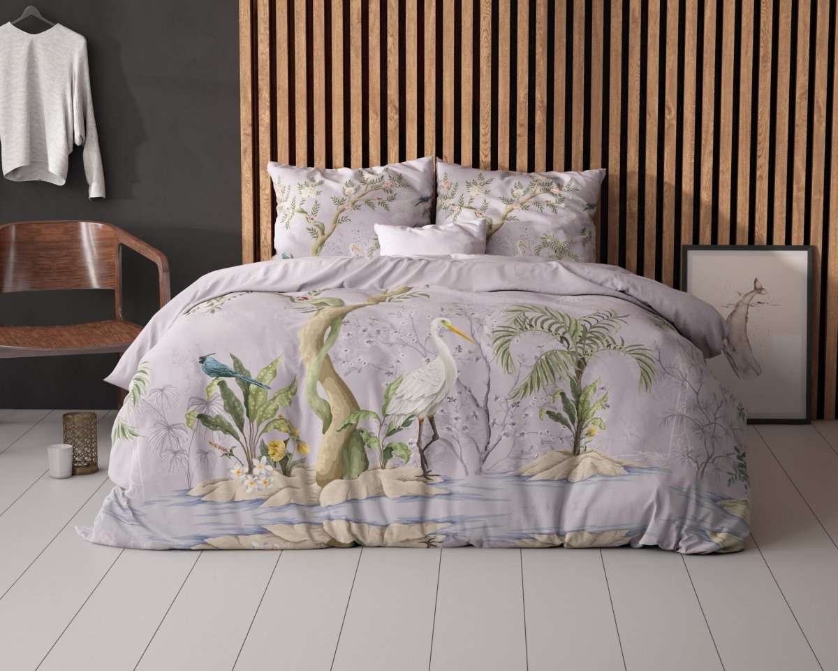 Micropercale Duvet Cover Set Lois | Purple | Double - 200cm (W) x 200/220cm (L) - The Bedding & Blankets Store
