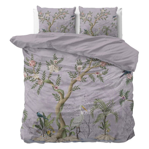 Micropercale Duvet Cover Set Lois | Purple | Double - 200cm (W) x 200/220cm (L) - The Bedding & Blankets Store