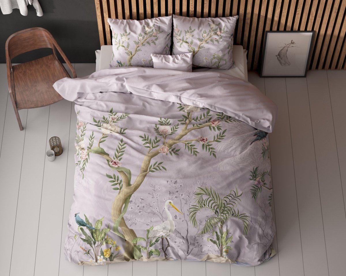 Micropercale Duvet Cover Set Lois | Purple | Double - 200cm (W) x 200/220cm (L) - The Bedding & Blankets Store