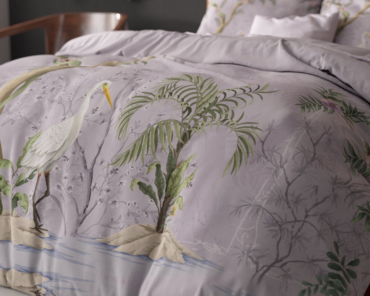 Micropercale Duvet Cover Set Lois | Purple | Double - 200cm (W) x 200/220cm (L) - The Bedding & Blankets Store