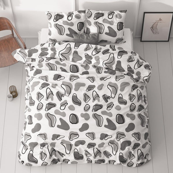 Micropercale Duvet Cover Set Lova | White | Double - 200cm (W) x 200/220cm (L) - The Bedding & Blankets Store