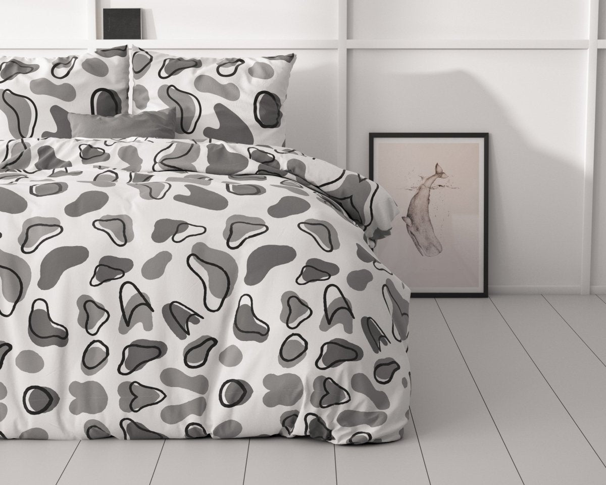 Micropercale Duvet Cover Set Lova | White | Double - 200cm (W) x 200/220cm (L) - The Bedding & Blankets Store