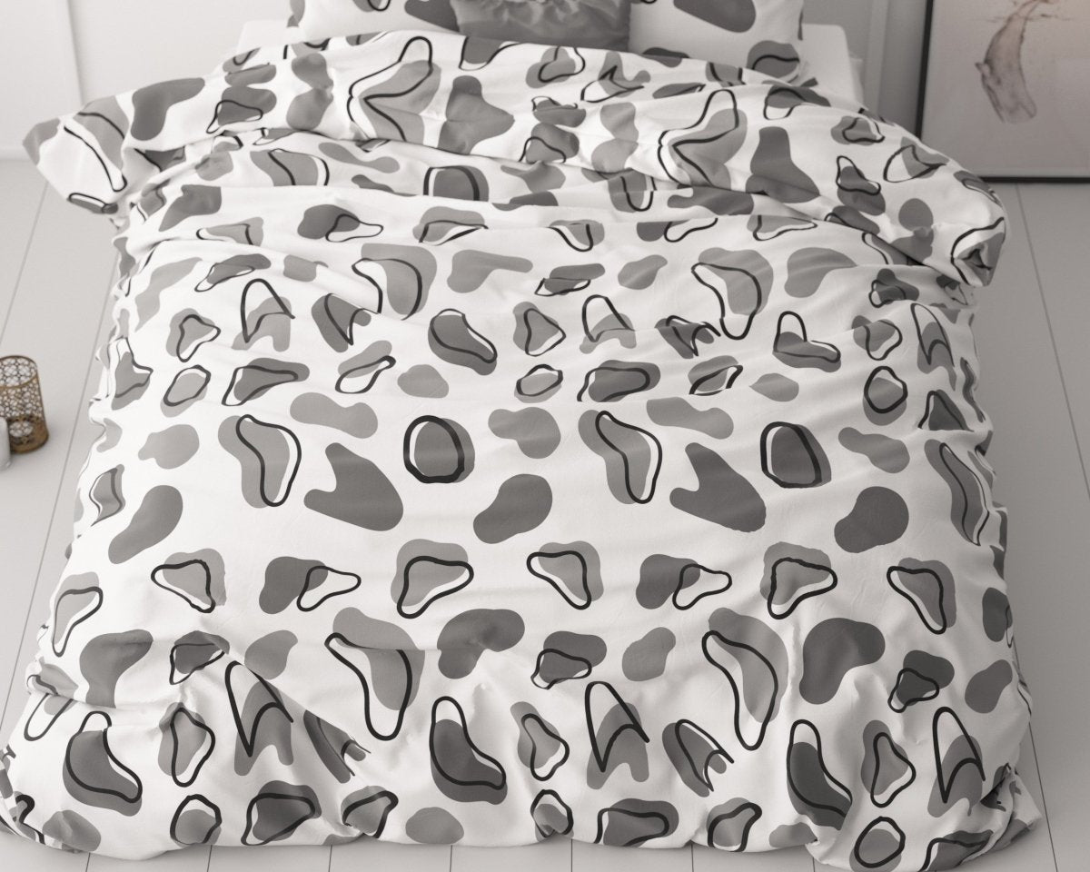 Micropercale Duvet Cover Set Lova | White | Double - 200cm (W) x 200/220cm (L) - The Bedding & Blankets Store