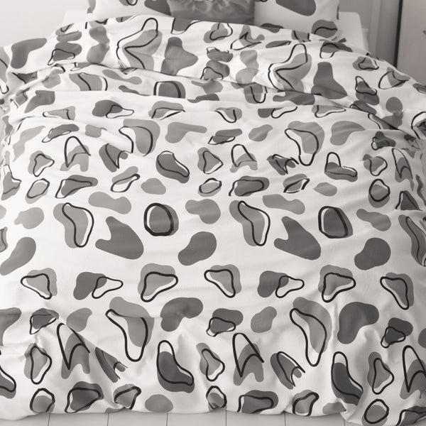 Micropercale Duvet Cover Set Lova | White | Double - 200cm (W) x 200/220cm (L) - The Bedding & Blankets Store