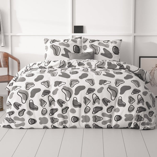 Micropercale Duvet Cover Set Lova | White | Double - 200cm (W) x 200/220cm (L) - The Bedding & Blankets Store