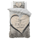 Micropercale Duvet Cover Set Love To The Moon And Back 2 | Grey | Double - 200cm (W) x 200/220cm (L) - The Bedding & Blankets Store
