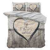 Micropercale Duvet Cover Set Love To The Moon And Back 2 | Grey | Double - 200cm (W) x 200/220cm (L) - The Bedding & Blankets Store