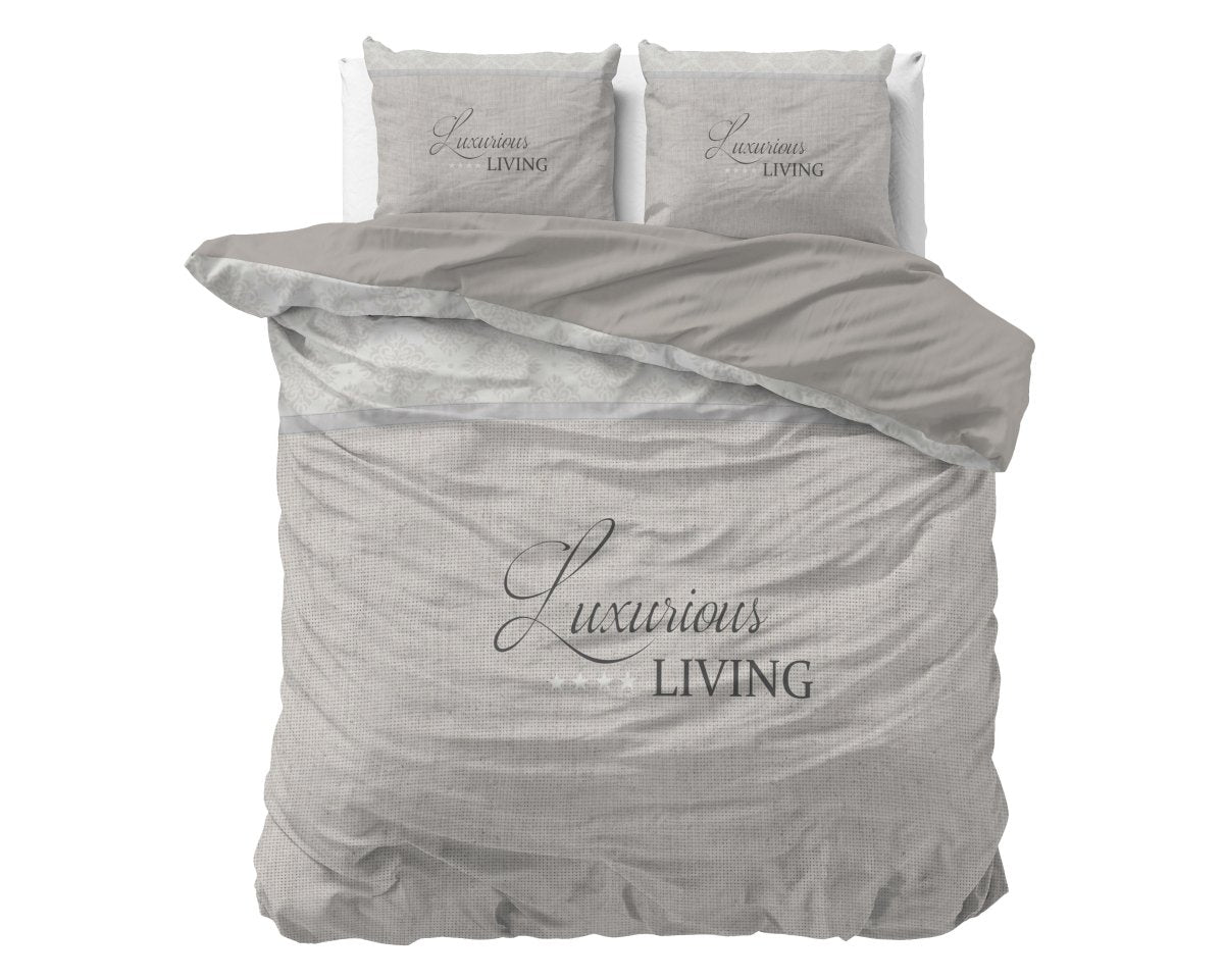 Micropercale Duvet Cover Set Luxurious Living | Sand | Double - 200cm (W) x 200/220cm (L) - The Bedding & Blankets Store