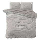 Micropercale Duvet Cover Set Luxurious Living | Sand | Double - 200cm (W) x 200/220cm (L) - The Bedding & Blankets Store