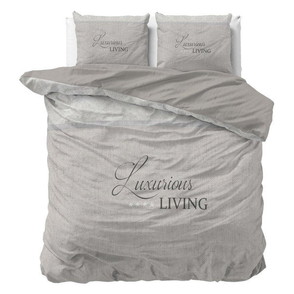 Micropercale Duvet Cover Set Luxurious Living | Sand | Double - 200cm (W) x 200/220cm (L) - The Bedding & Blankets Store