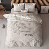 Micropercale Duvet Cover Set Luxurious Living | Sand | Double - 200cm (W) x 200/220cm (L) - The Bedding & Blankets Store