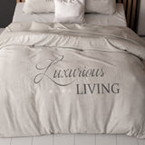 Micropercale Duvet Cover Set Luxurious Living | Sand | Double - 200cm (W) x 200/220cm (L) - The Bedding & Blankets Store