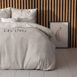 Micropercale Duvet Cover Set Luxurious Living | Sand | Double - 200cm (W) x 200/220cm (L) - The Bedding & Blankets Store