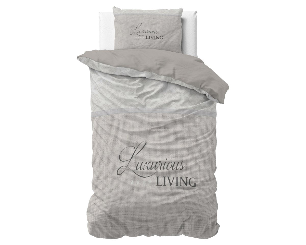 Micropercale Duvet Cover Set Luxurious Living | Sand | Double - 200cm (W) x 200/220cm (L) - The Bedding & Blankets Store