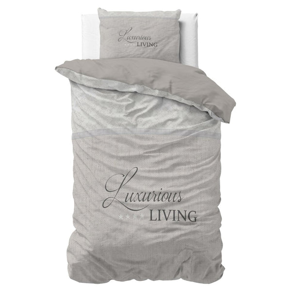 Micropercale Duvet Cover Set Luxurious Living | Sand | Double - 200cm (W) x 200/220cm (L) - The Bedding & Blankets Store