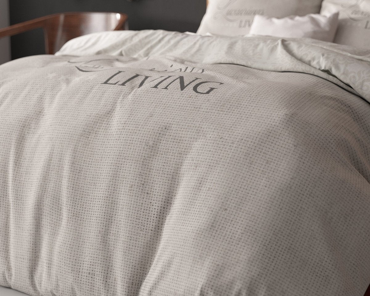 Micropercale Duvet Cover Set Luxurious Living | Sand | Double - 200cm (W) x 200/220cm (L) - The Bedding & Blankets Store