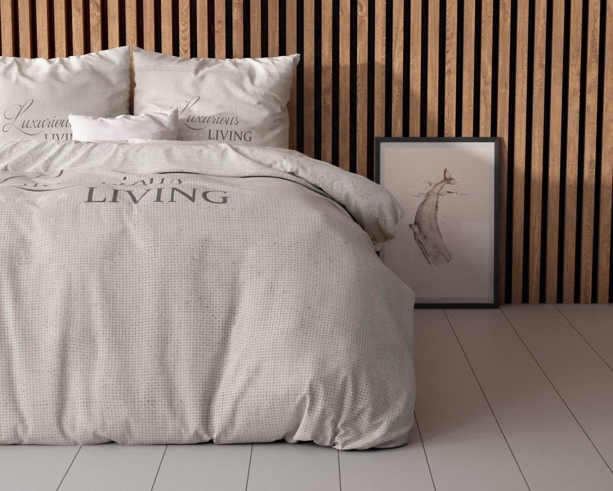 Micropercale Duvet Cover Set Luxurious Living | Sand | Double - 200cm (W) x 200/220cm (L) - The Bedding & Blankets Store