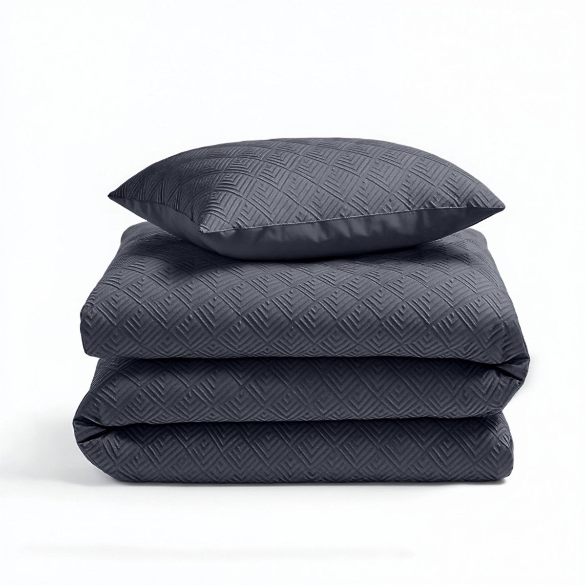Micropercale Duvet Cover Set Milano 3D | Anthracite | Double - 200cm (W) x 200/220cm (L) - The Bedding & Blankets Store