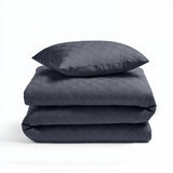 Micropercale Duvet Cover Set Milano 3D | Anthracite | Double - 200cm (W) x 200/220cm (L) - The Bedding & Blankets Store