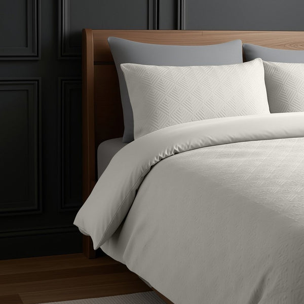 Micropercale Duvet Cover Set Milano 3D | Cream | King - 240cm (W) x 200/220cm (L) - The Bedding & Blankets Store