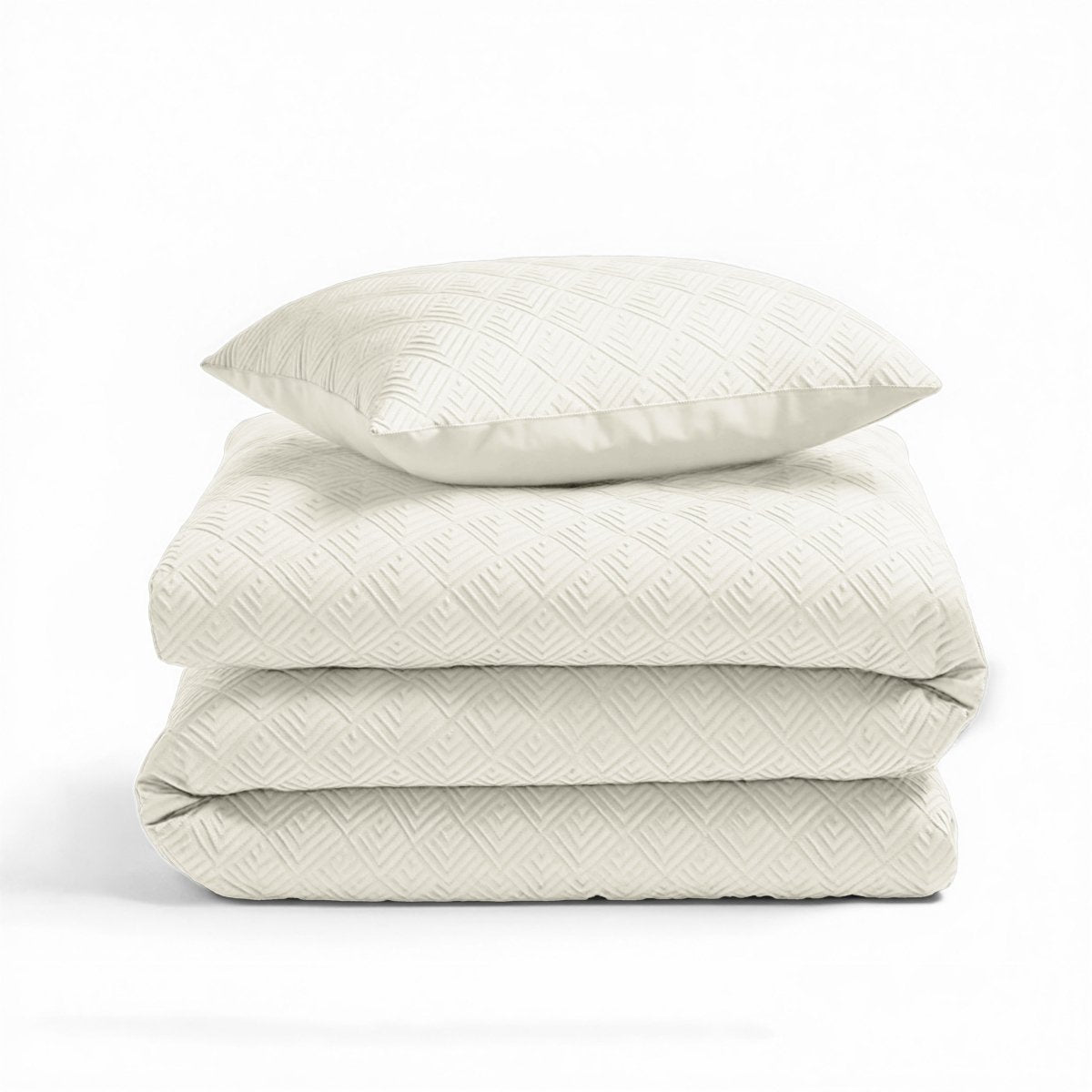 Micropercale Duvet Cover Set Milano 3D | Cream | King - 240cm (W) x 200/220cm (L) - The Bedding & Blankets Store