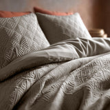 Micropercale Duvet Cover Set Milano 3D | Taupe/Grey | King - 240cm (W) x 200/220cm (L) - The Bedding & Blankets Store