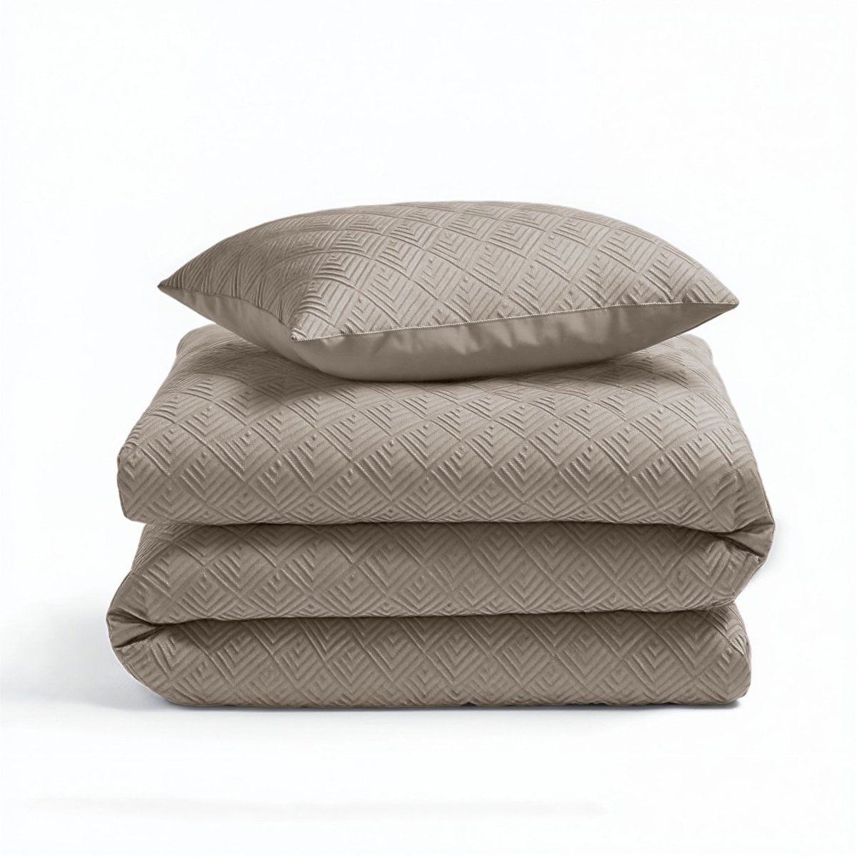 Micropercale Duvet Cover Set Milano 3D | Taupe/Grey | King - 240cm (W) x 200/220cm (L) - The Bedding & Blankets Store