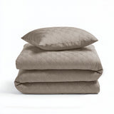 Micropercale Duvet Cover Set Milano 3D | Taupe/Grey | King - 240cm (W) x 200/220cm (L) - The Bedding & Blankets Store