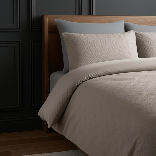 Micropercale Duvet Cover Set Milano 3D | Taupe/Grey | King - 240cm (W) x 200/220cm (L) - The Bedding & Blankets Store