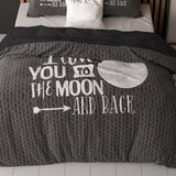 Micropercale Duvet Cover Set Moon and Back | Anthracite | Double - 200cm (W) x 200/220cm (L) - The Bedding & Blankets Store