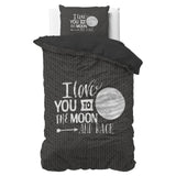 Micropercale Duvet Cover Set Moon and Back | Anthracite | Double - 200cm (W) x 200/220cm (L) - The Bedding & Blankets Store