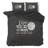 Micropercale Duvet Cover Set Moon and Back | Anthracite | Double - 200cm (W) x 200/220cm (L) - The Bedding & Blankets Store