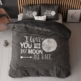 Micropercale Duvet Cover Set Moon and Back | Anthracite | Double - 200cm (W) x 200/220cm (L) - The Bedding & Blankets Store