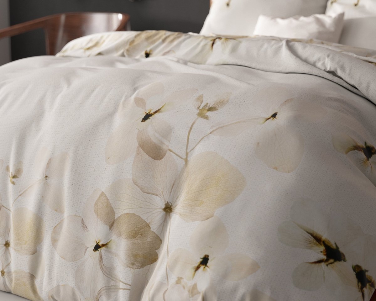 Micropercale Duvet Cover Set Nature Heavenly | Cream | Double - 200cm (W) x 200/220cm (L) - The Bedding & Blankets Store