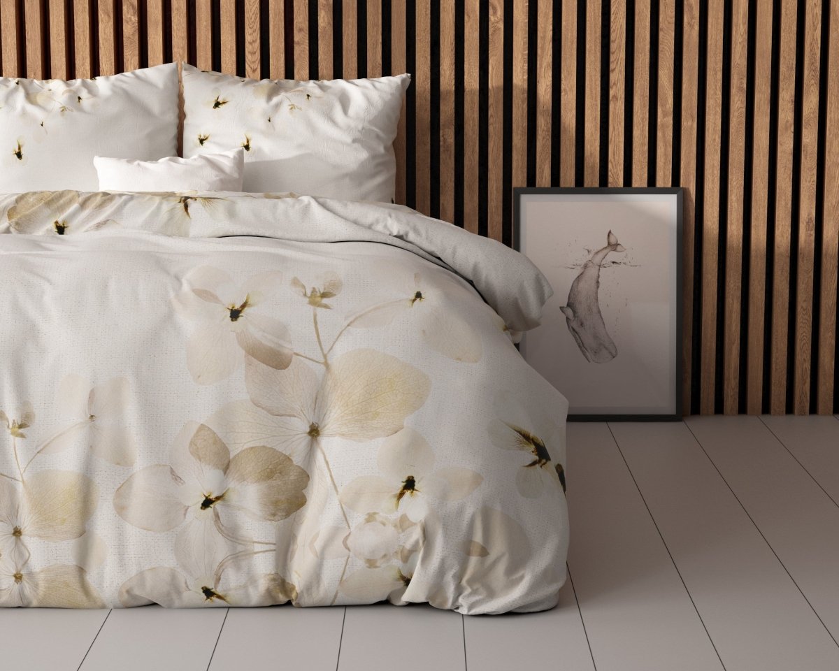 Micropercale Duvet Cover Set Nature Heavenly | Cream | Double - 200cm (W) x 200/220cm (L) - The Bedding & Blankets Store